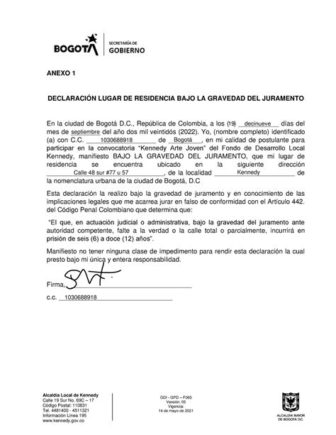 2 Anexo Alcaldia Alcaldía Local de Kennedy Calle 19 Sur No 69C