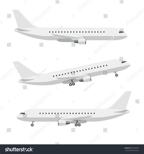 Plane Flat Style Vector Side View Stock Vector (Royalty Free) 593003801 ...