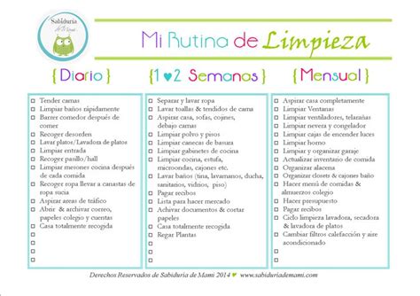 Rutina De Limpieza Para El Hogar Home Cleaning Checklist Rutina De