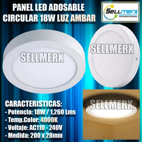 PANEL LED ADOSABLE CIRCULAR 18W LUZ AMBAR Merxsell