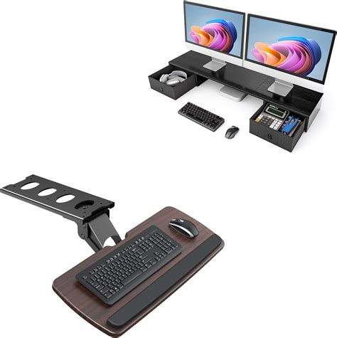 Amazon Huanuo Dual Monitor Stand With Drawers Huanuo Keyboard