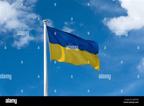 Flag Of Ukraine On White Sky Background National Symbol Of Freedom And