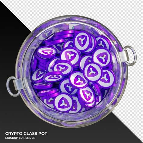 Premium Psd Symbol Xym Crypto Coin Top View Clear Glass Pot