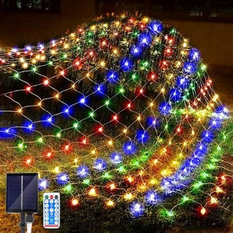 JIMACRO Solar Powered Net Lights Outdoor 1 5 M X 1 5 M 4 9FT 4 9FT