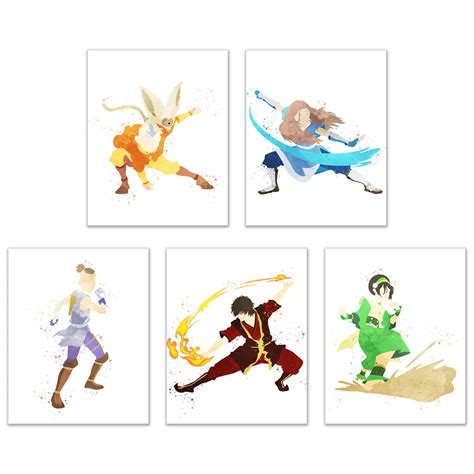 Buy Avatar The Last Airbender Prints Set Of 5 8x10 Watercolor