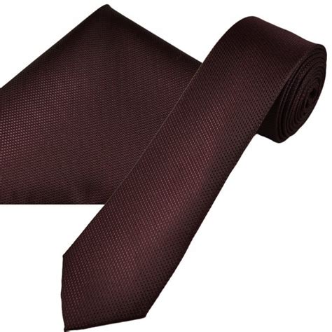 Plain Burgundy Textured Men S Skinny Tie Pocket Square Handkerchief