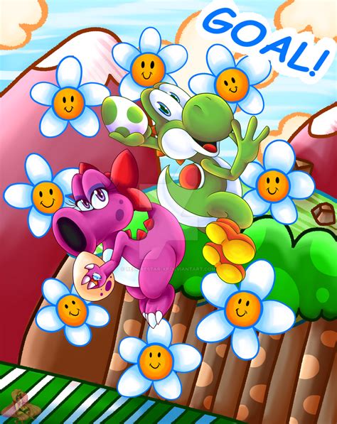 Yoshi and Birdo on Yoshi's Island by Redfirestar-XP on DeviantArt