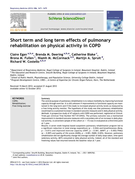 PDF Short Term And Long Term Effects Of Pulmonary Rehabilitation On