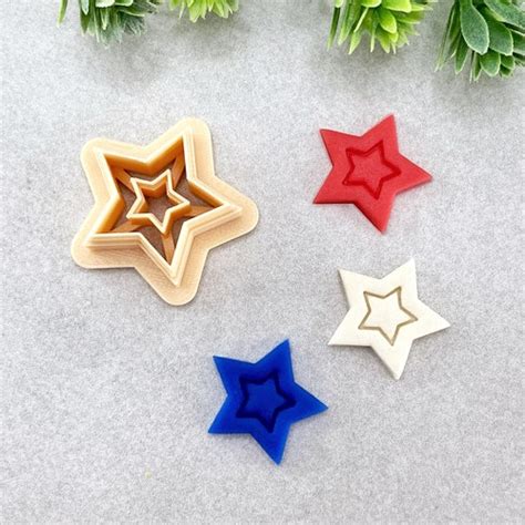 Double Star Clay Cutter Th Of July Clay Cutter Embossed Etsy