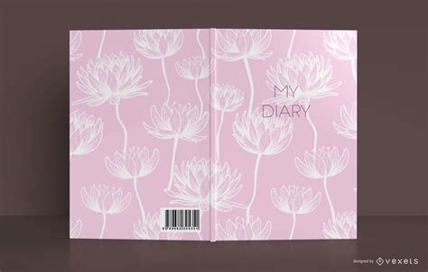 Lotus Diary Book Cover Design Vector Download