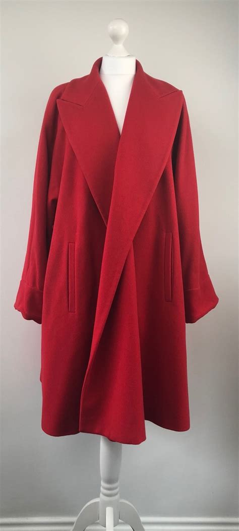 Louis Féraud Retro Chic Wool Cashmere Flared Coat Loose Sleeves