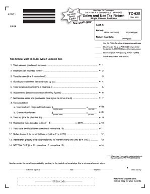 Fillable Online Tax Utah Tc S Sales And Use Tax Return For Single