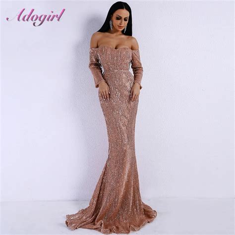 Sexy Shining Sequin Off Shoulder Backless Evening Party Club Mermaid