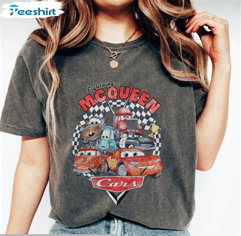 Retro Lightning Mcqueen Shirt Disney Cars Unisex T Shirt Long Sleeve