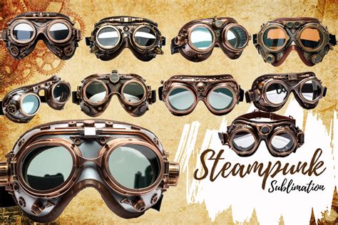 Steampunk Goggle Watercolor Clipart Graphic By SlinlaShop Creative