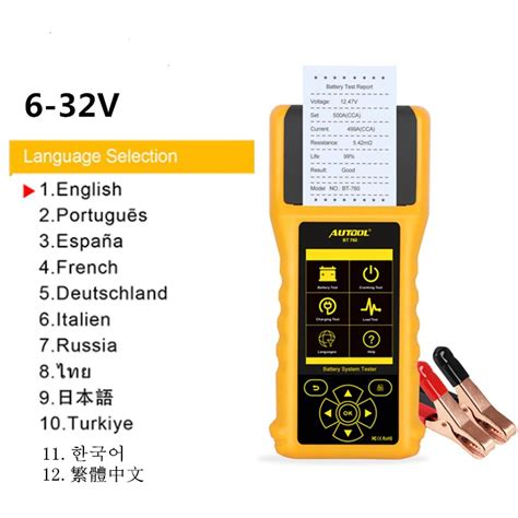 Jual AUTOOL BT760 12V 24V Car Battery Tester Tool With Printer