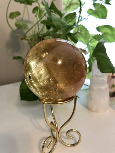 Nurturing Honey Calcite Spheres With Sphere Stand For Healing And Ease