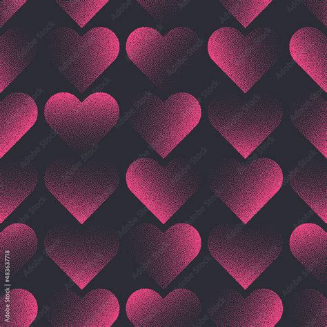 Romantic Valentine's Day Background Vector. Stipple Modern Hearts Pink ...