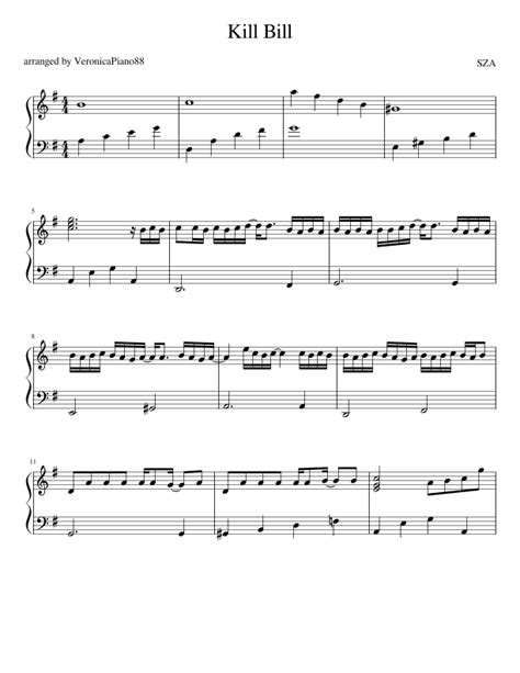 Kill Bill Arr Veronicapiano By Sza Sheet Music For Piano Solo At