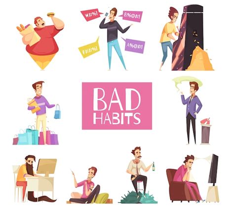 Free Vector | Bad habits set