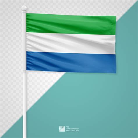 Premium PSD Waving The Sierra Leone Flag On A White Metal Pole