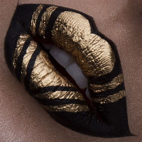 Lip Art Black And Gold Heart Instagram Vladamua Lip Art Makeup