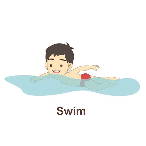 Premium Vector | Vocabulary flash card for kids. swim with picture of swim