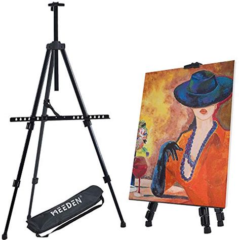 Meeden Reinforced Display Easel Stand Aluminum Metal Tripod Field Art Easel With Bag Table Top