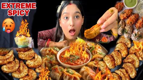 Spicy Panipuri Mukbang Girl Lifespicy Momo Eating Challenge Nepali