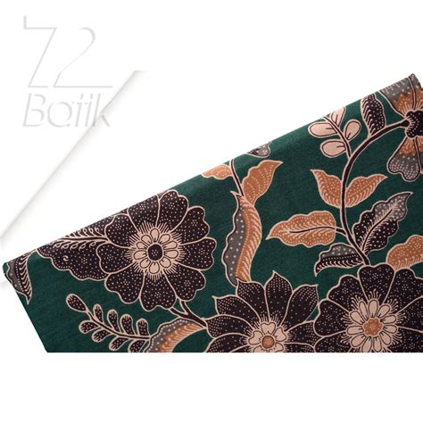 Jual Kain Batik Premium Bahan Katun Motif Kembang Sari Warna Hijau