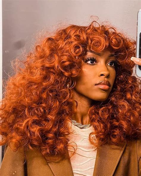 Annisoul Copper Curly Wigs For Black Women Long Curly Afro Wig With