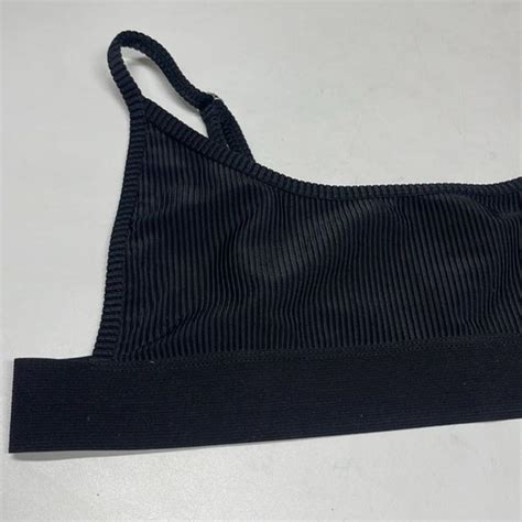 Frankies Bikinis Womens Black Ribbed Bikini Top Size Depop