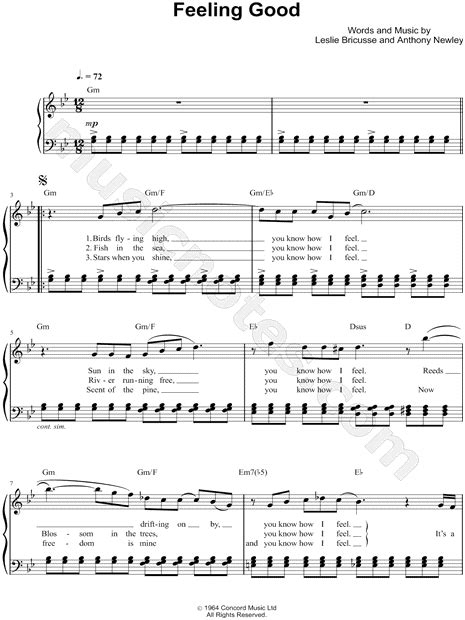 Muse "Feeling Good" Sheet Music (Easy Piano) in G Minor - Download ...