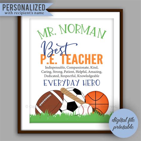 Pe Teacher T Personalized Physical Education Teacher T Printable