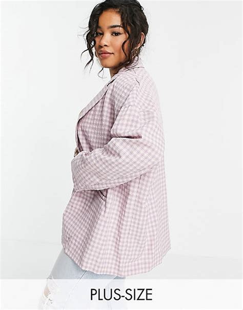 Heartbreak Plus Oversized Gingham Blazer Asos