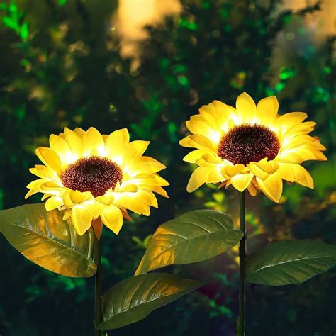 Outdoor Sunflower Solar Garden Decor Yard Stake 26 Decorative Lights