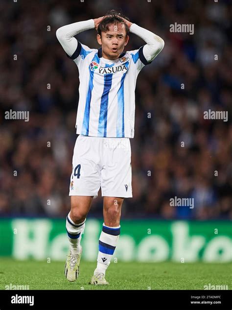 Takefusa Kubo Of Real Sociedad Reacts During The Uefa Champions League