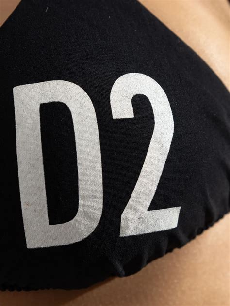 DSQUARED Maxi Logo Triangle Bikini Top Black FARFETCH