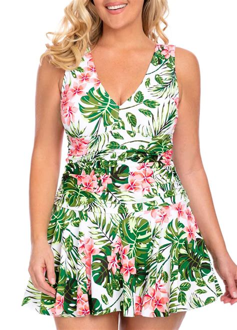 Flower Print Plus Size Swimdress And Shorts Usd 3289