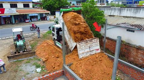 Start A New Project Landfill Into The Beam By Ton Dump Truck Dozer