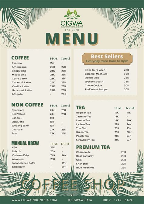 CIGWA Cafe Menu CIGWA Indonesia