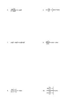 Verifying Trig Identities Worksheets By Precalculus Worksheets And