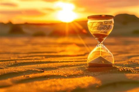 Premium Photo Close Up Of Hourglass On Sand In Desert With Sunlight