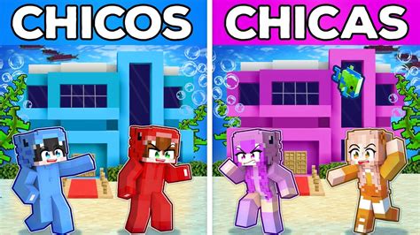 CHICOS Vs CHICAS BASE SECRETA SUBMARINA En Minecraft YouTube