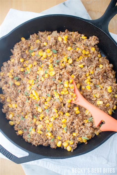 One Pot Beef Taco Rice Skillet With Corn Beckys Best Bites Recipe Potted Beef Tacos Beef