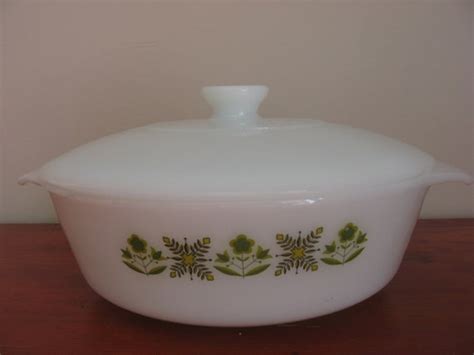 RESERVEDVintage Fire King Casserole Dish With Lid Green Meadow