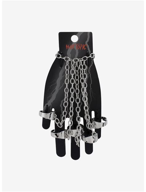 Five Finger Attached Ring Chain Bracelet Hot Topic