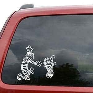 Amazon Calvin And Hobbes Dancing Inch White Vinyl Decal Automotive