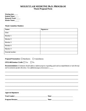 Fillable Online Lifesciences Umaryland Thesis Proposal Form Graduate