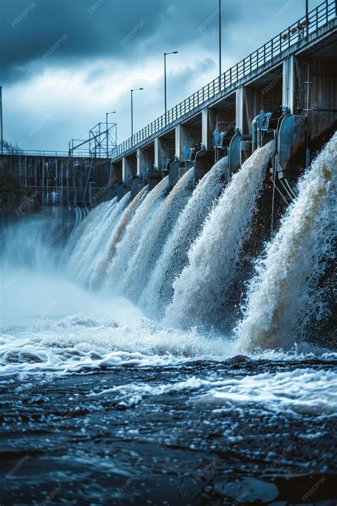 Premium Photo | Powerful Water Flow Over Dam with Turbulent Waters and